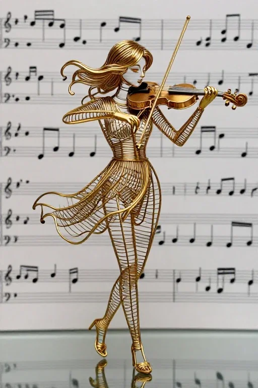 gold wire girl playing violin