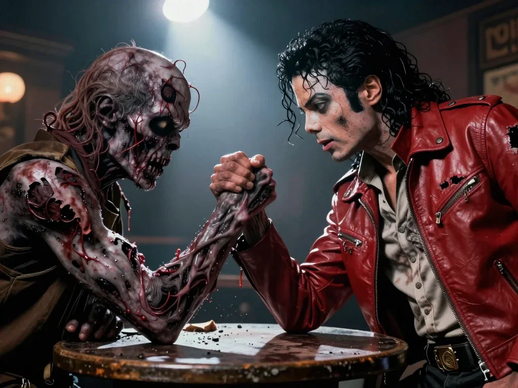 michael jackson arm wrestling zombie