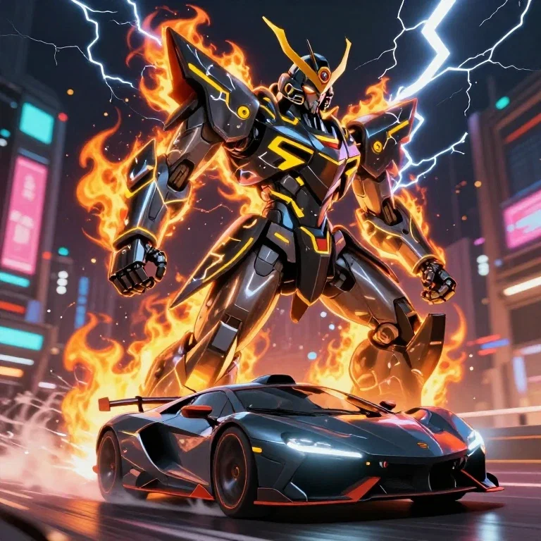 samurai robot lightning water racer