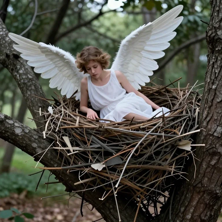 fallen angel in giant nest