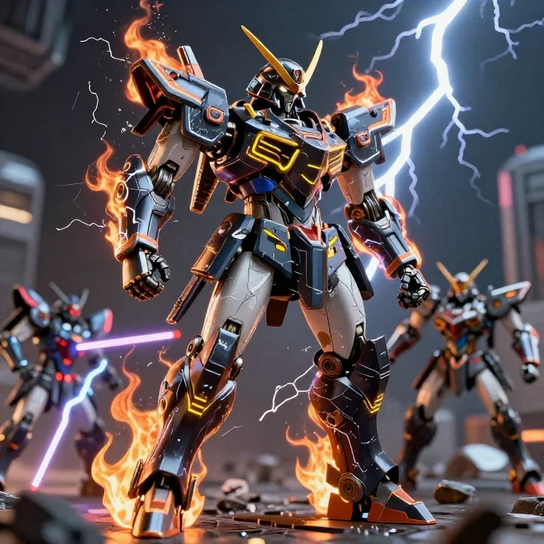 samurai robot flames future design
