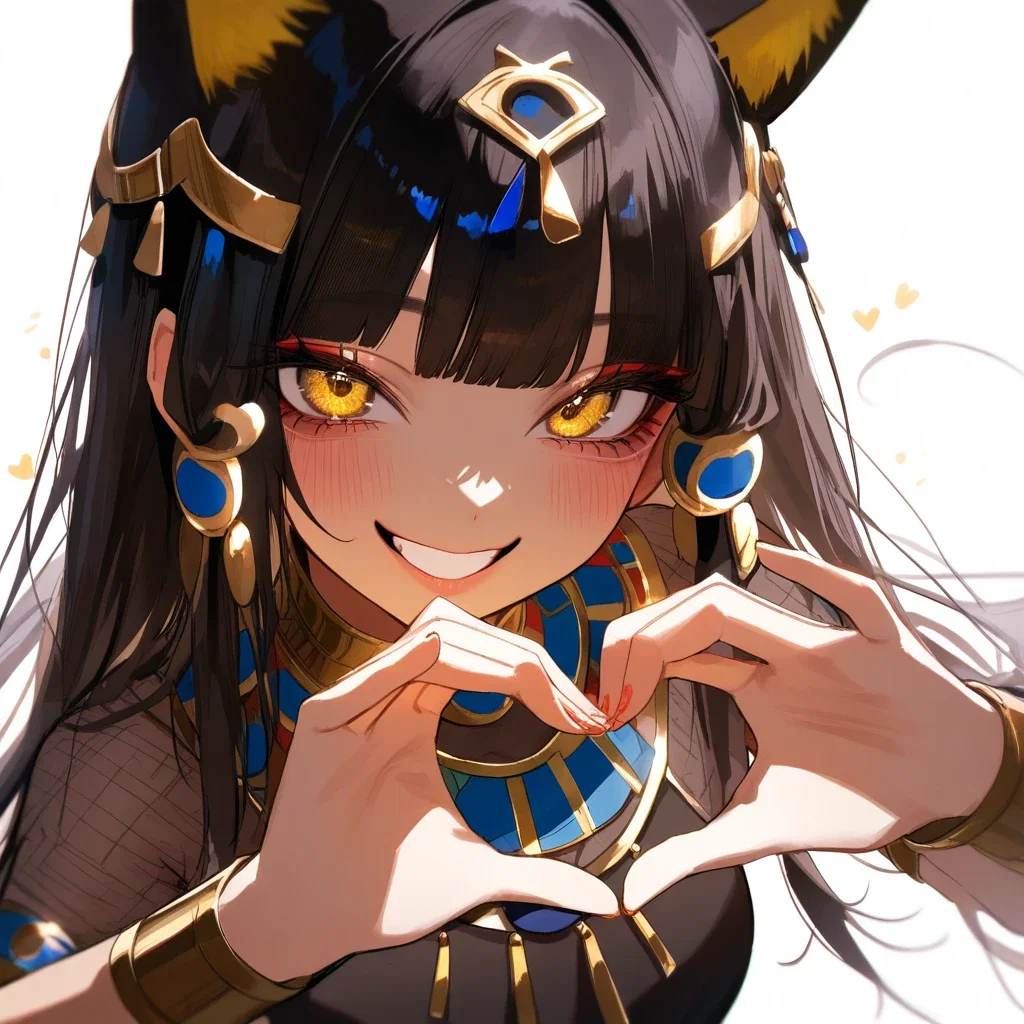 cat with yellow eyes smiling