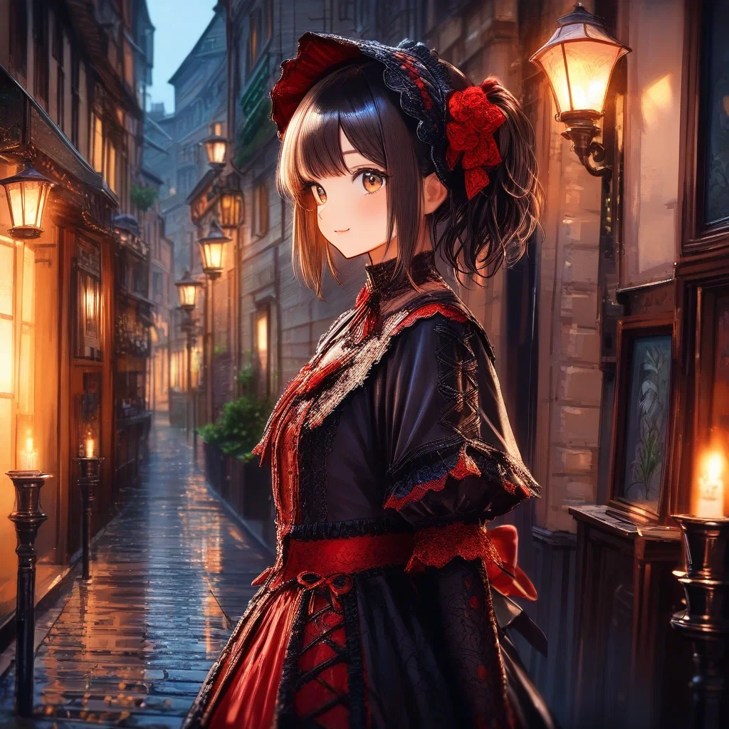 gothic lolita girl european street corner