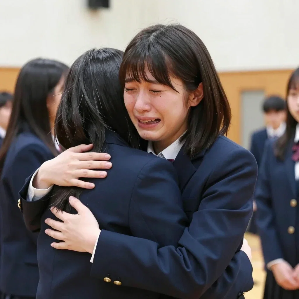 japanese girl cries at graduation