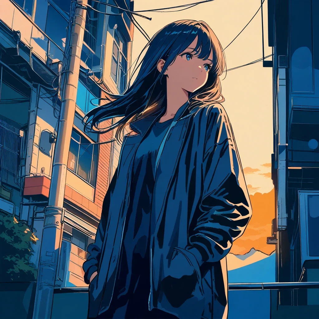 cute girl at street corner