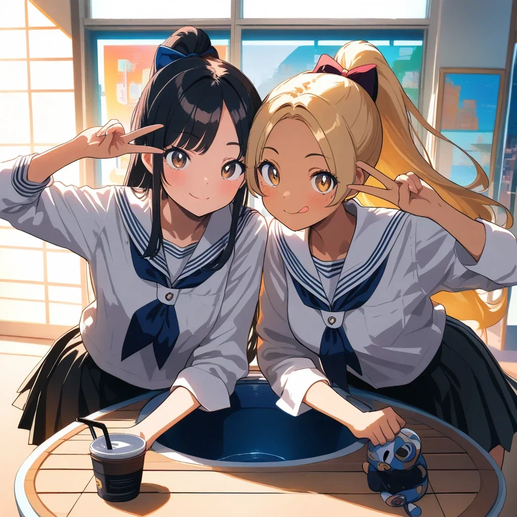 cute girls smiling in shibuya