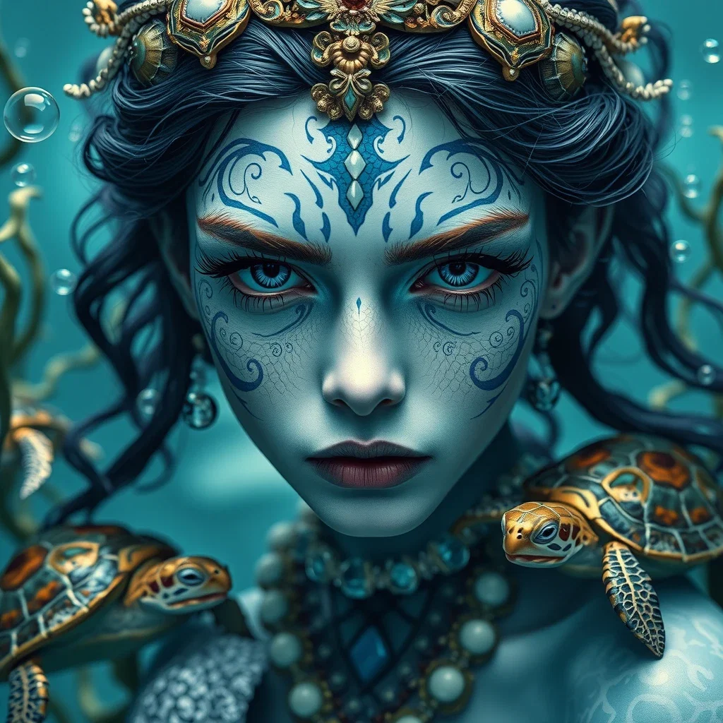 fantasy art of an underwater nymph