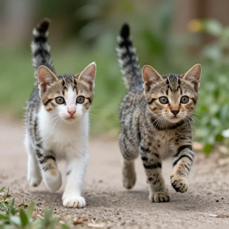 two running kittens