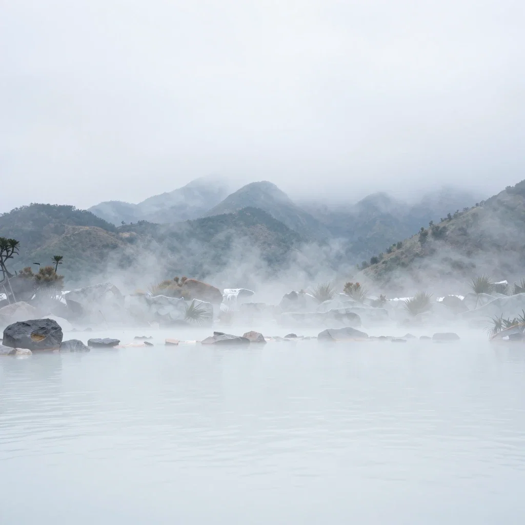 milk hot spring in mountains