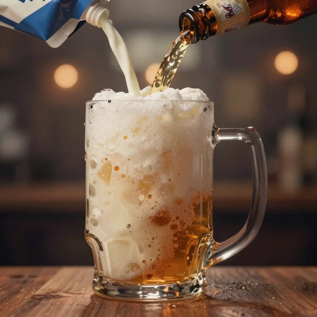 mix milk and beer in mug