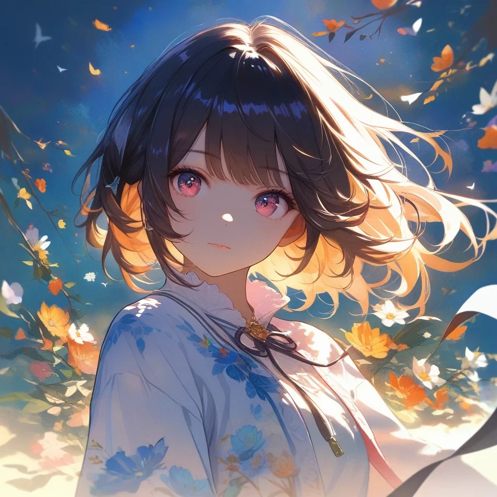 watercolor girl backlight masterpiece