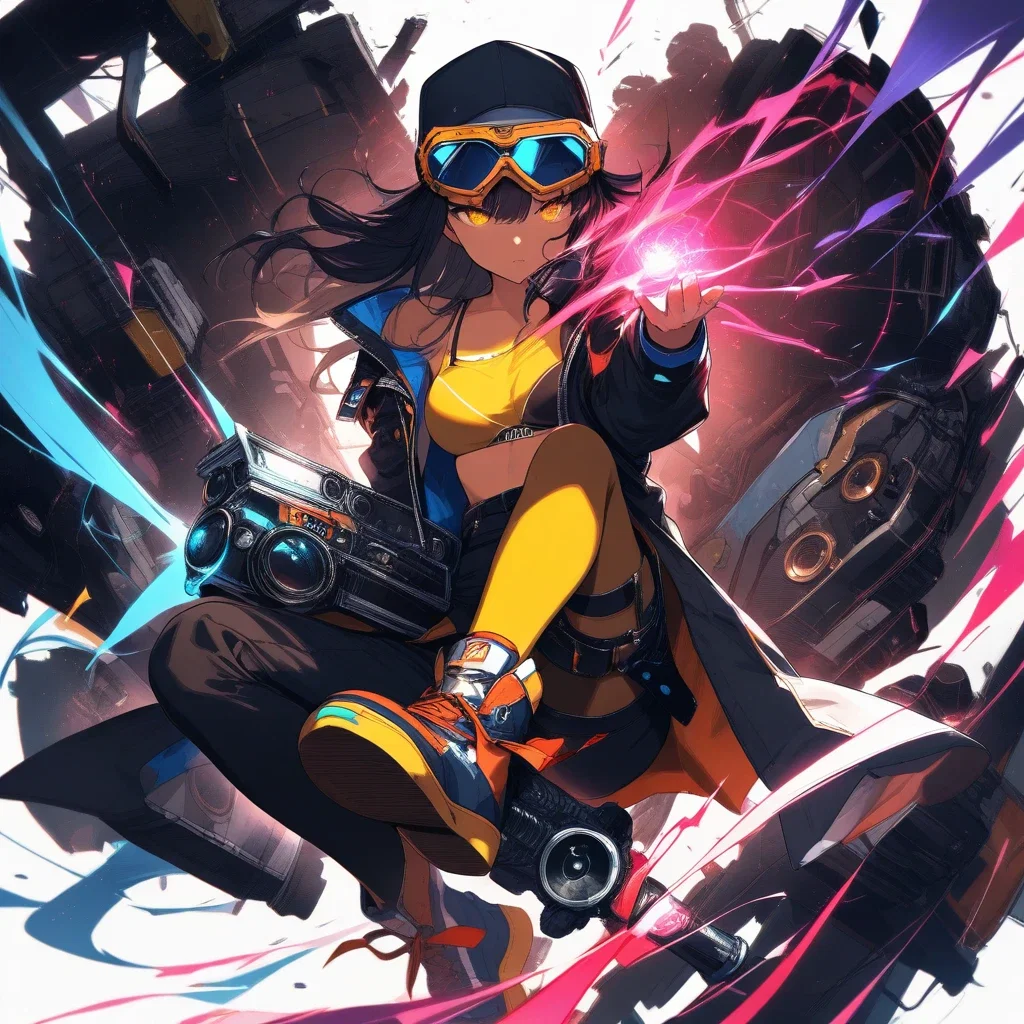artistic contrast woman with goggles and cap