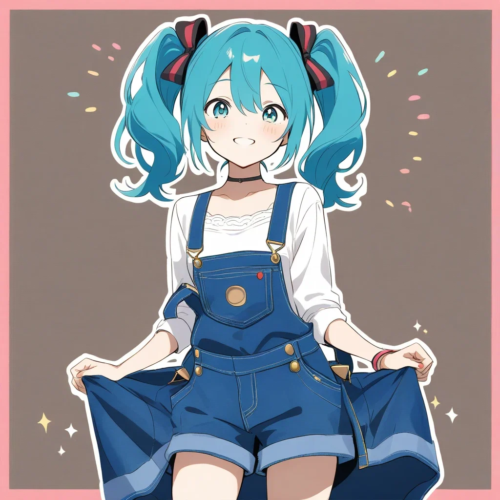 hatsune miku in overalls
