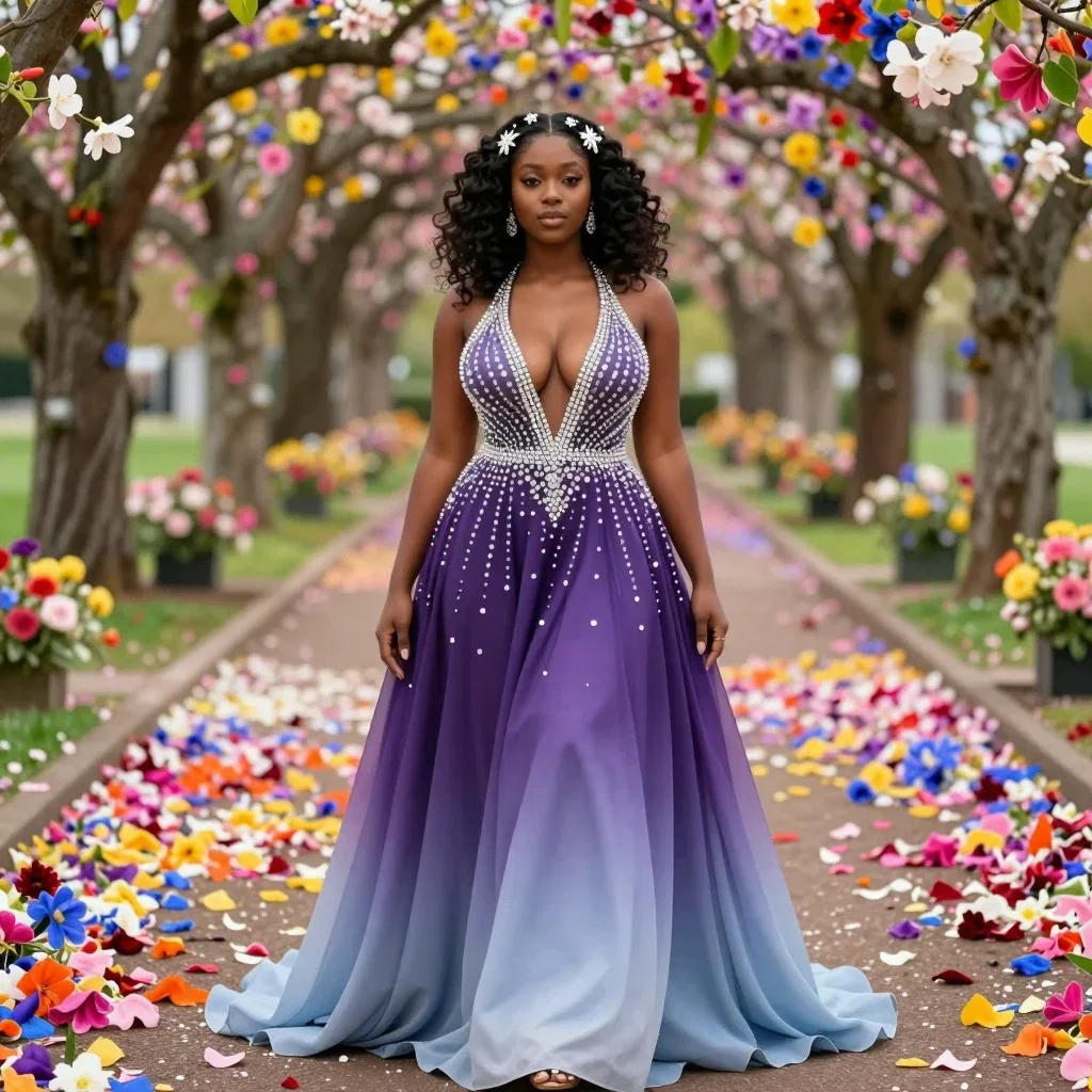 stunning african woman in purple gown