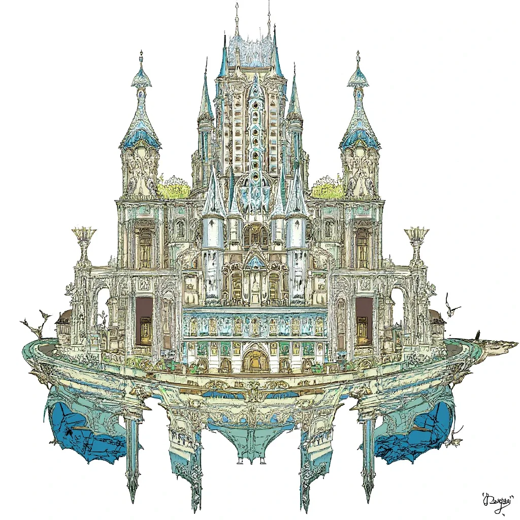 fantastical beautiful castle detailed