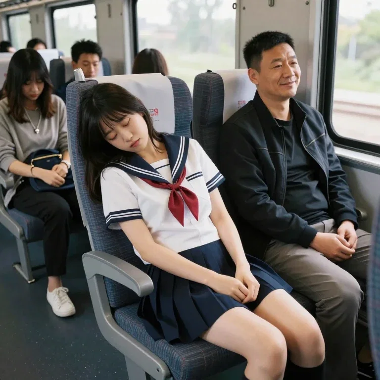 train sailor uniform student sleeping