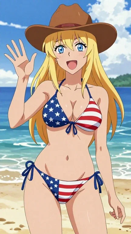 anime style girl at beach