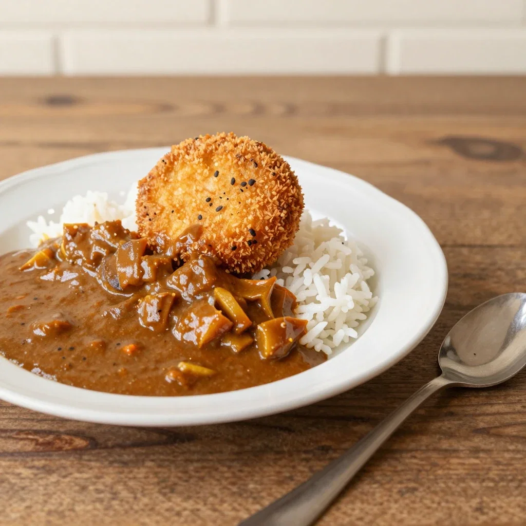 curry croquette over rice