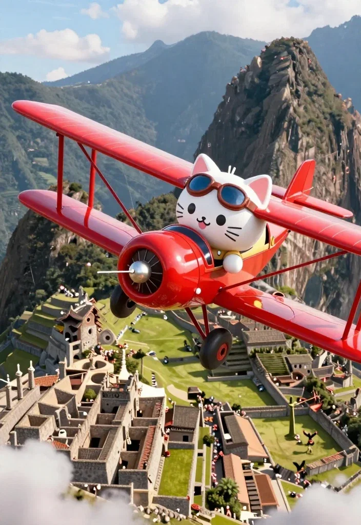 anime cat pilot machu picchu aerial maneuver