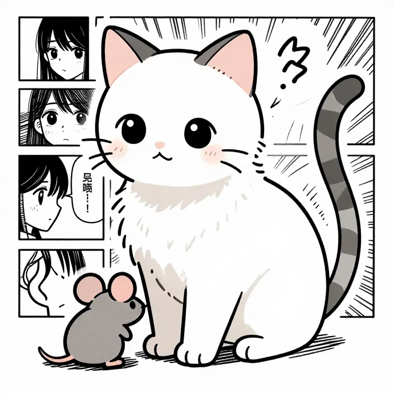 cat manga version with mouse