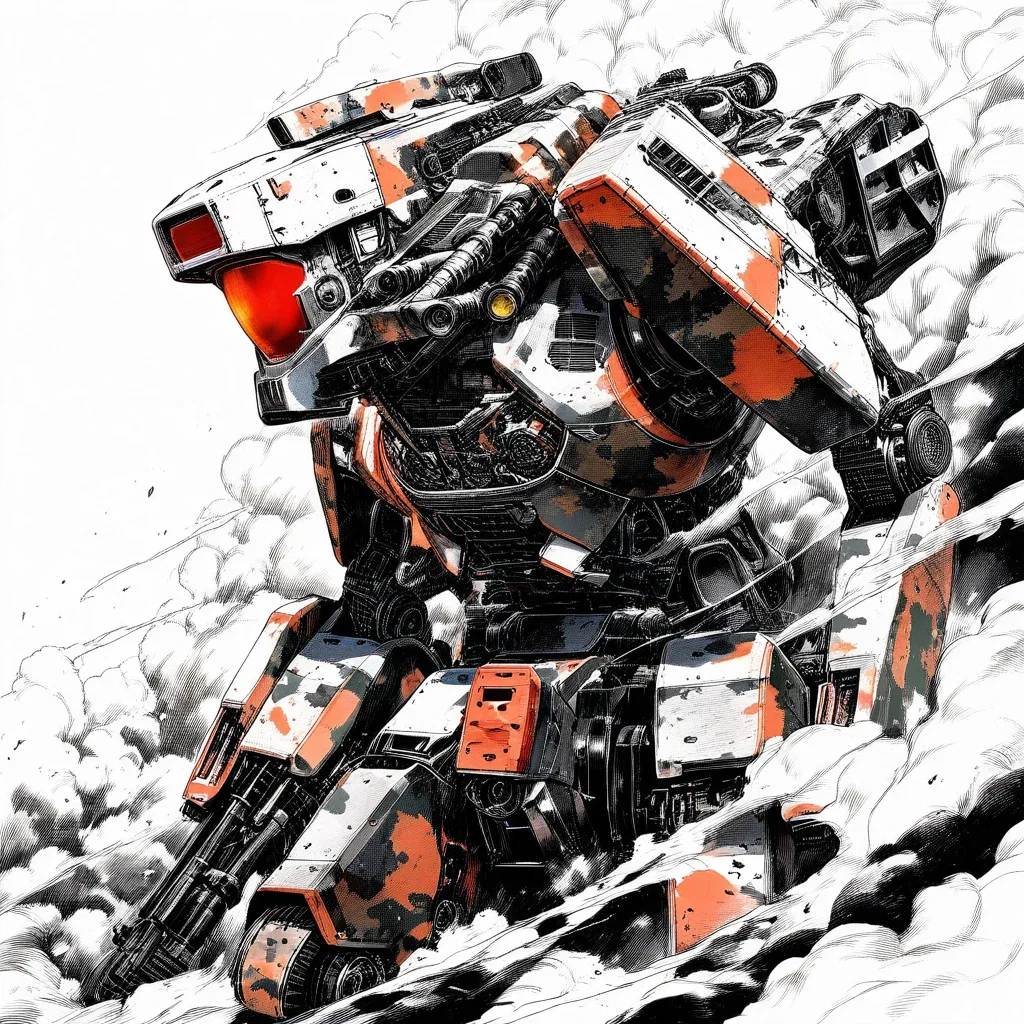 military robots combat line art