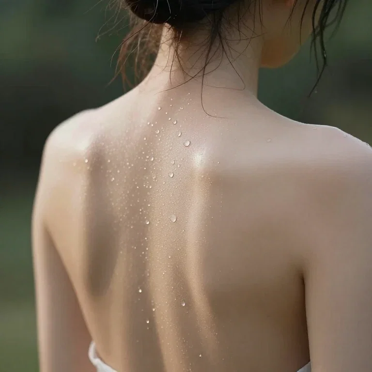 girl with water drops on back