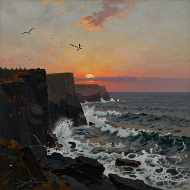 19th century oil painting coast