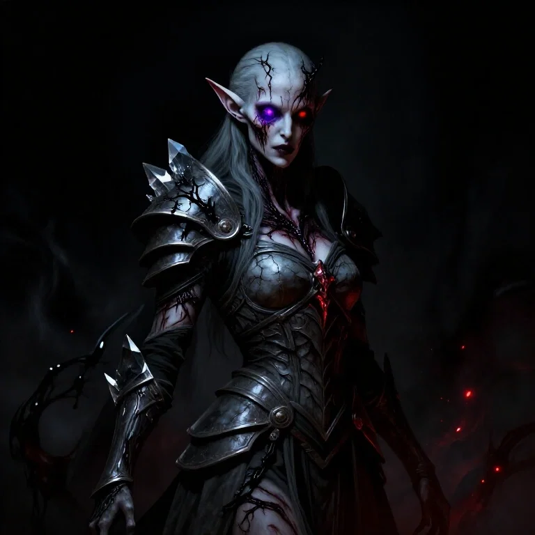dark fantasy portrait of blighted grey warden