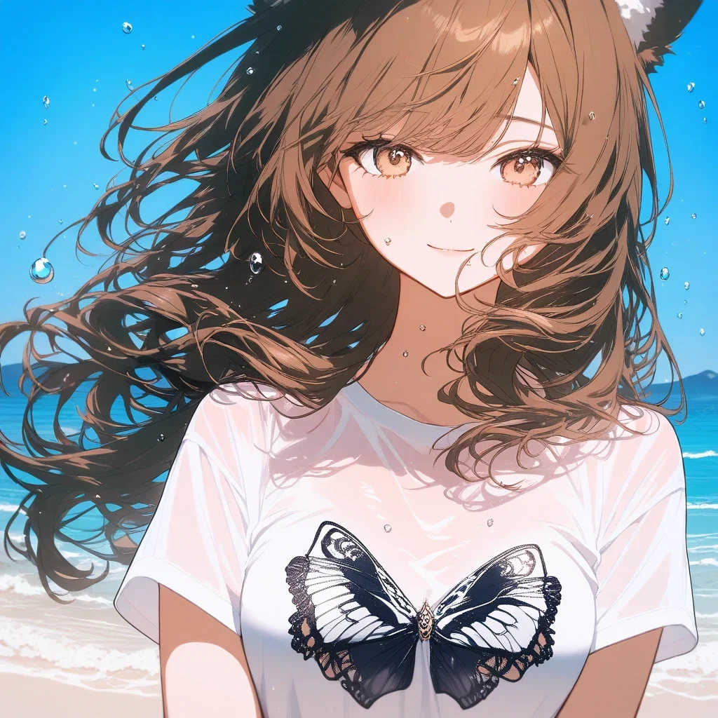 beautiful girl with wolf ears swimsuit