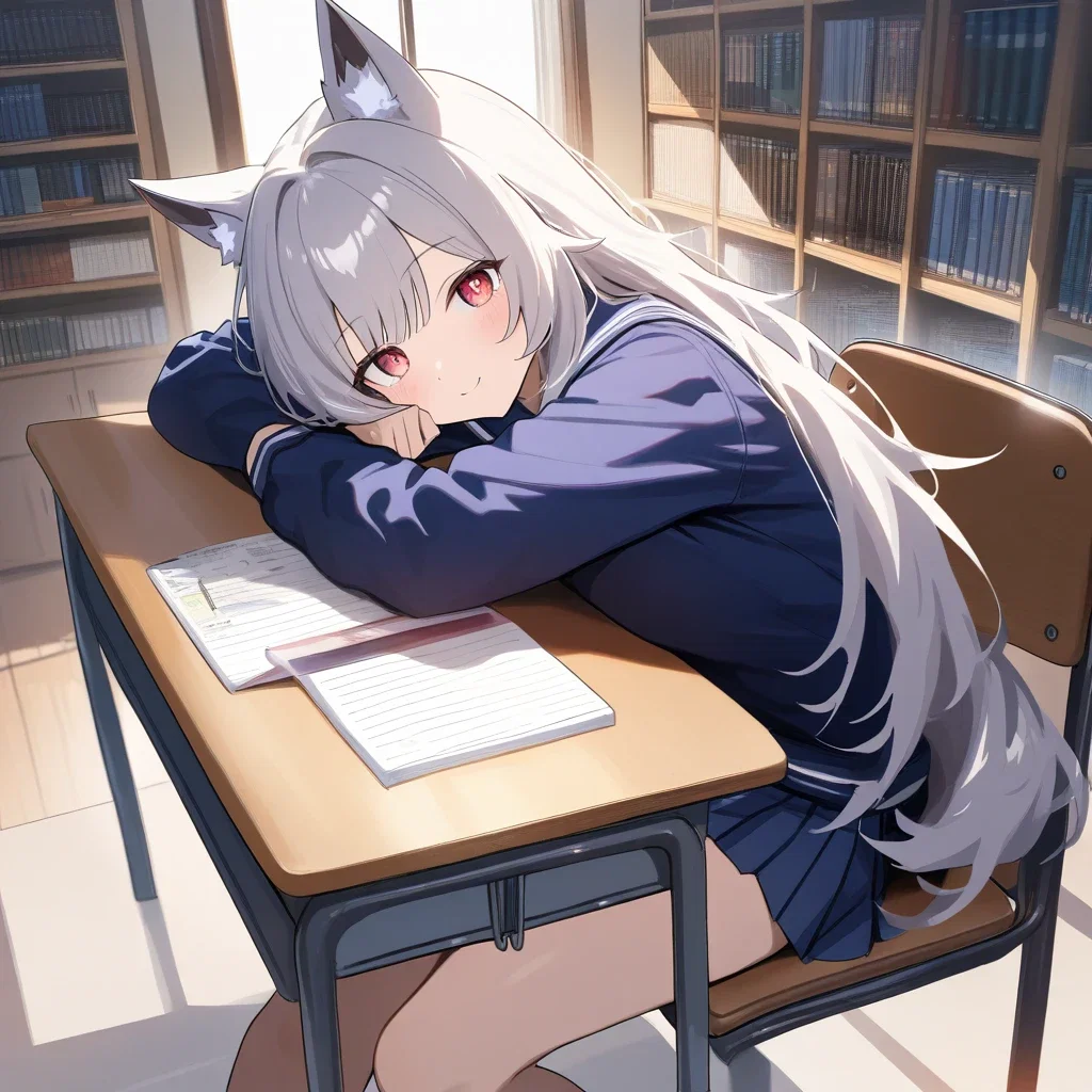 luna first day school silver haired girl