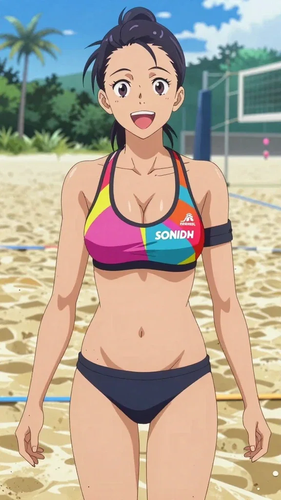 anime girl beach volleyball smile