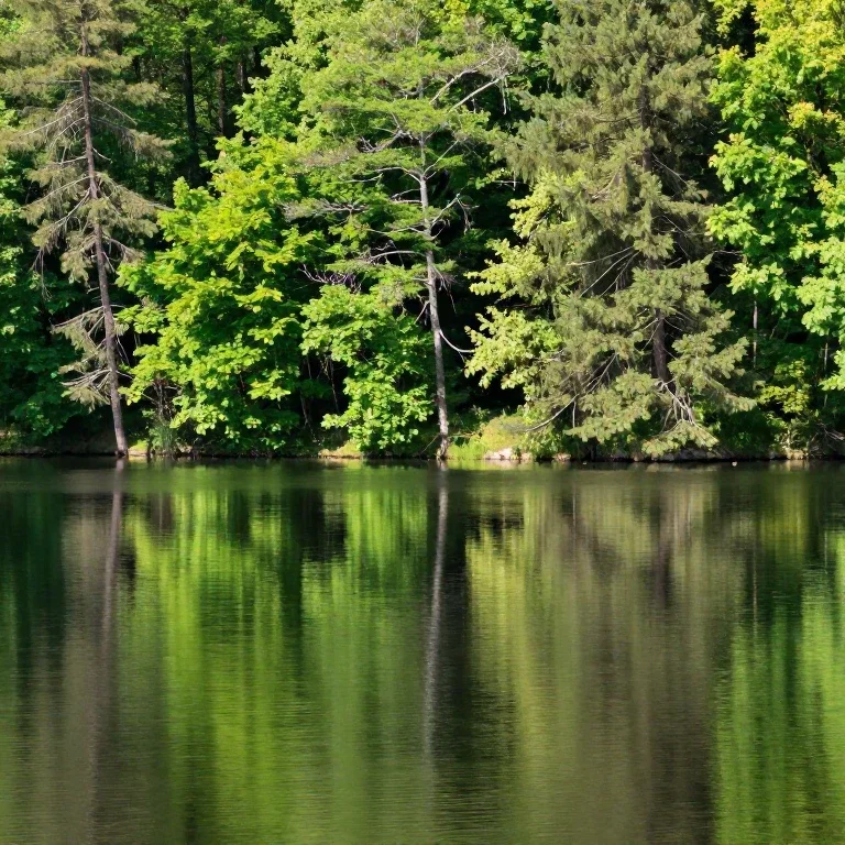 beautiful lake in spring forest