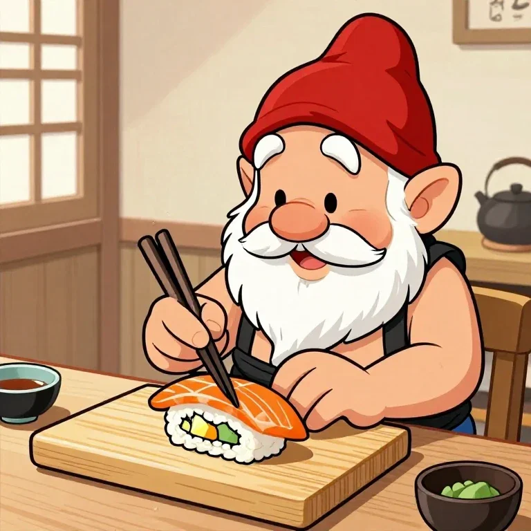 manga dwarf making sushi