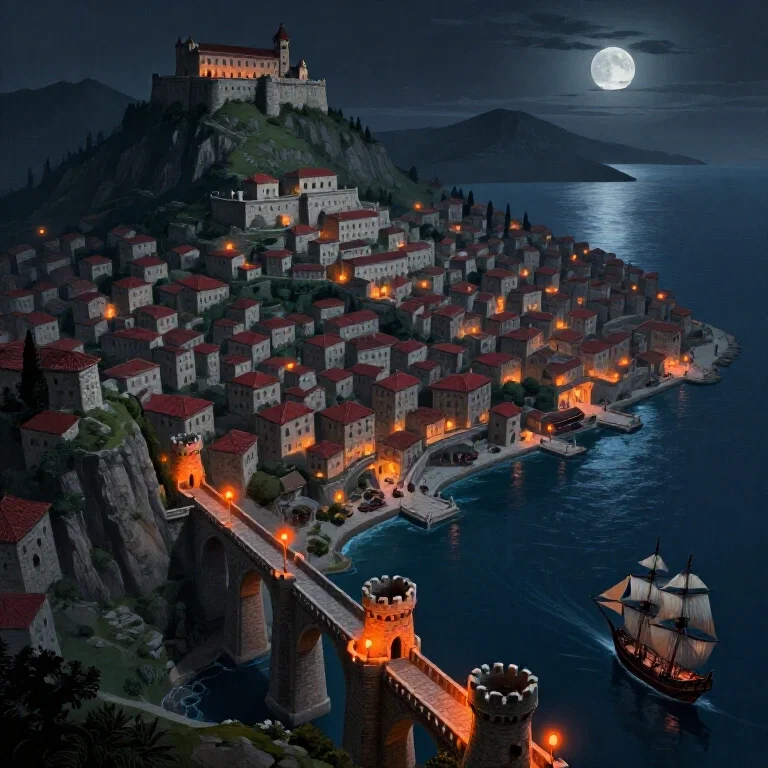 antiva city night aerial view