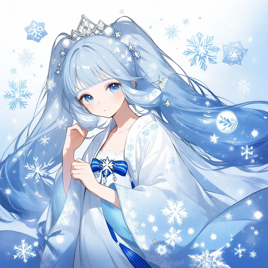 draw snow miku with snowflakes