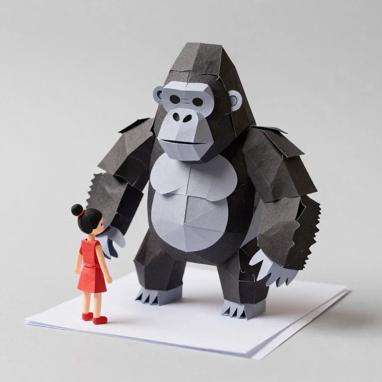 paper craft gorilla doll