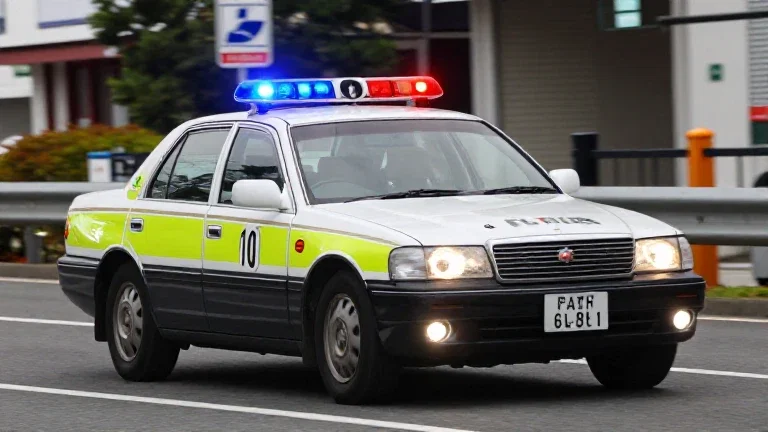 japanese patrol car with emergency lights