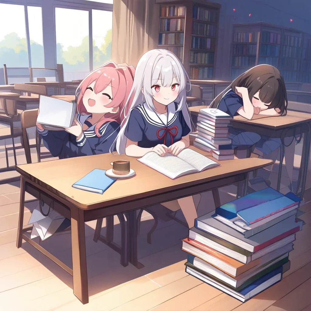 luna wolf girl school library nap