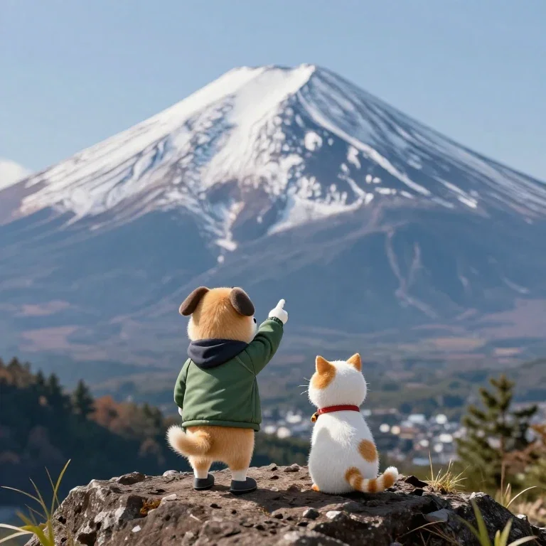 personification dog cat mountain climbing