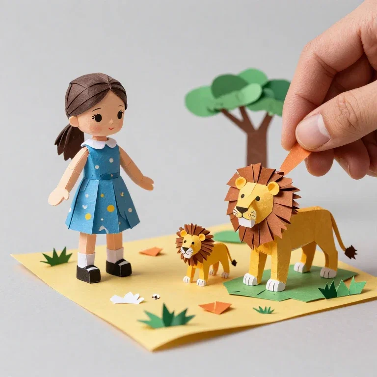 paper craft family giraffe savanna