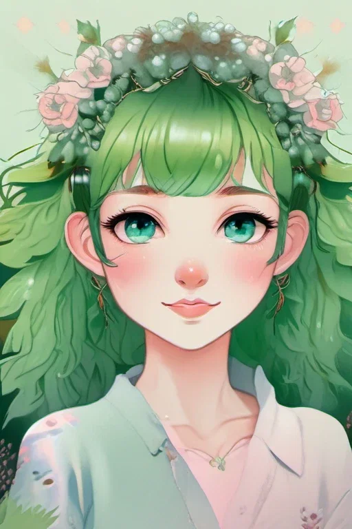watercolor japanese anime style girl