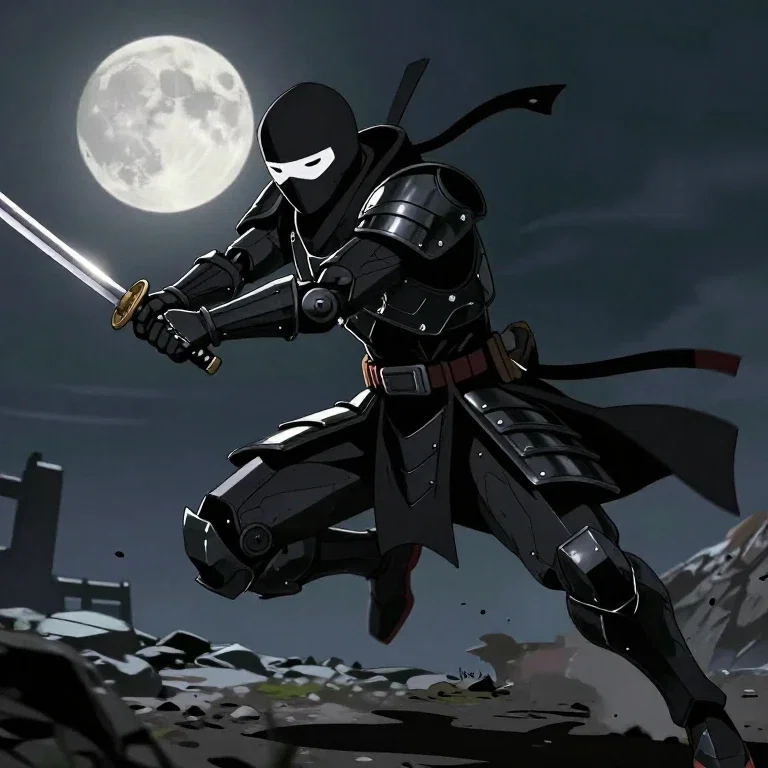 samurai robot holding japanese sword