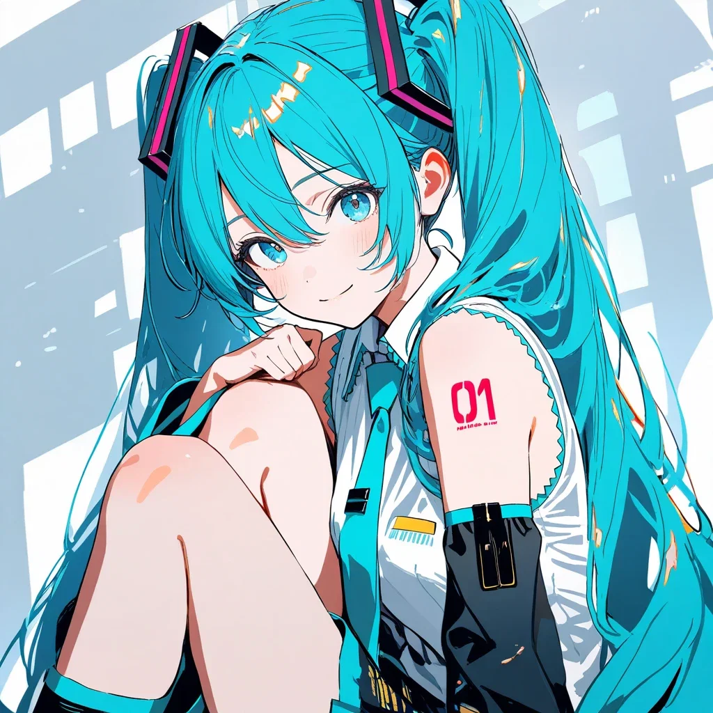 hatsune miku pencil sketch sunlight