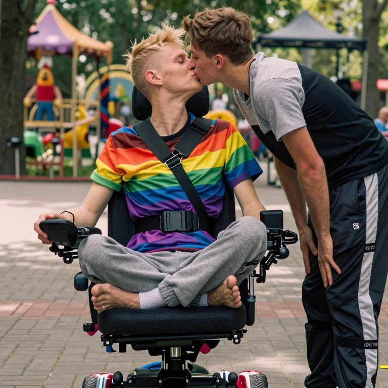 cute gay amputee man in wheelchair