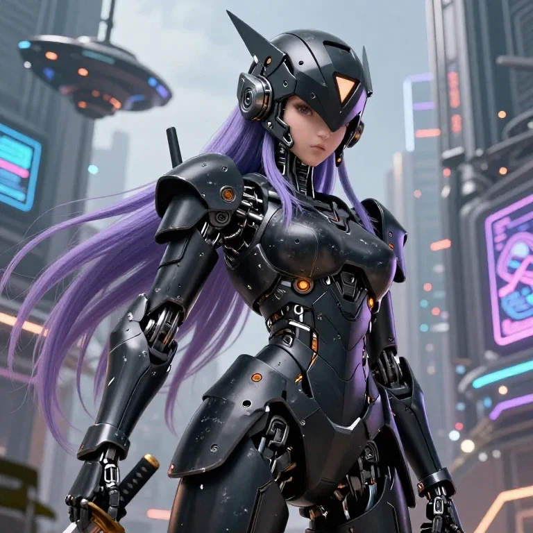 samurai robot mechanical girl