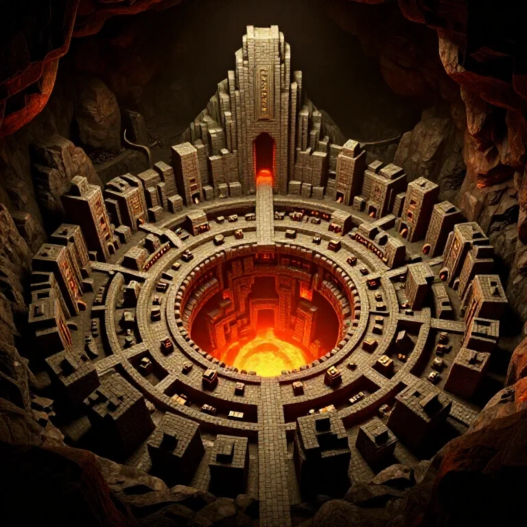 underground dwarven city circular lava pit