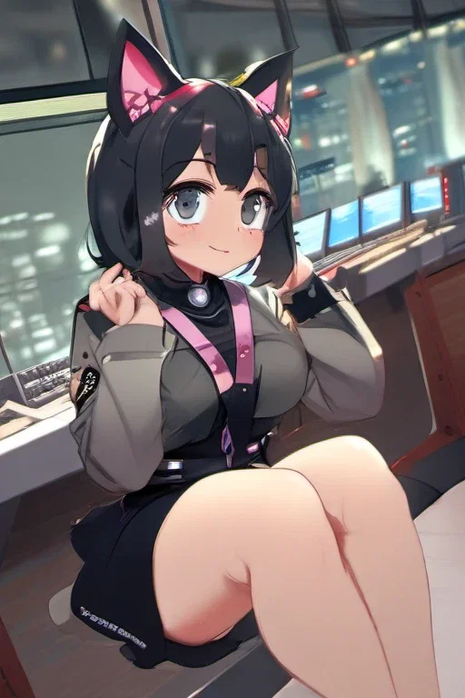 mature woman cat ear security guard