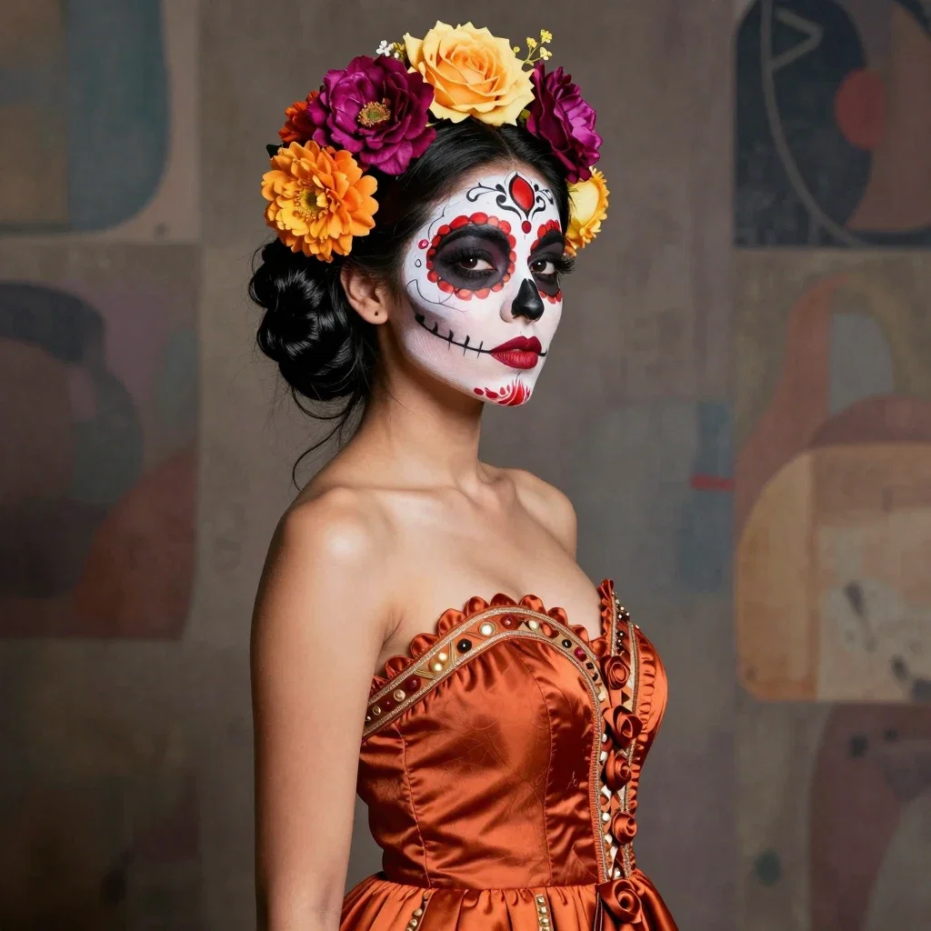 beautiful woman day of the dead makeup