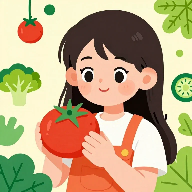 space garden girl tomato