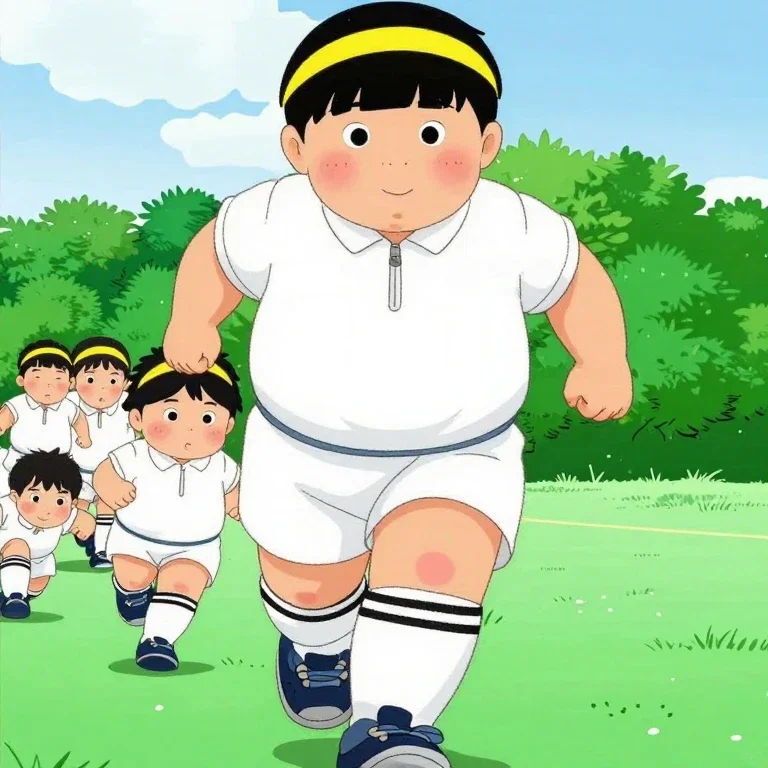 japanese boy running sack race